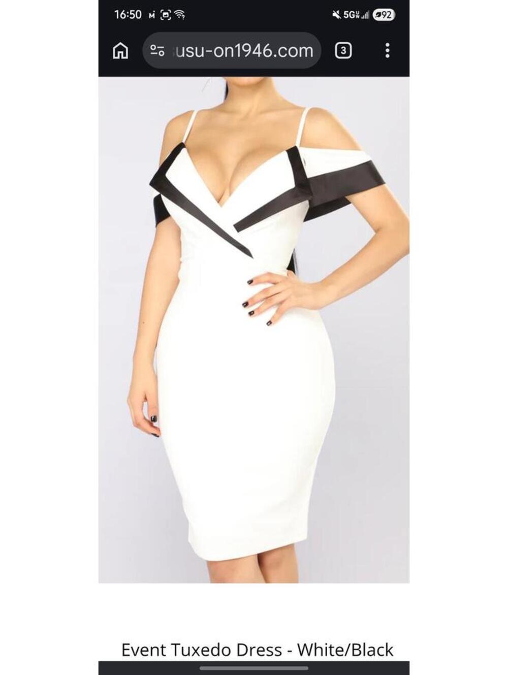 NWT Fashion Nova Event Tuxedo Dress White & Black Sz L